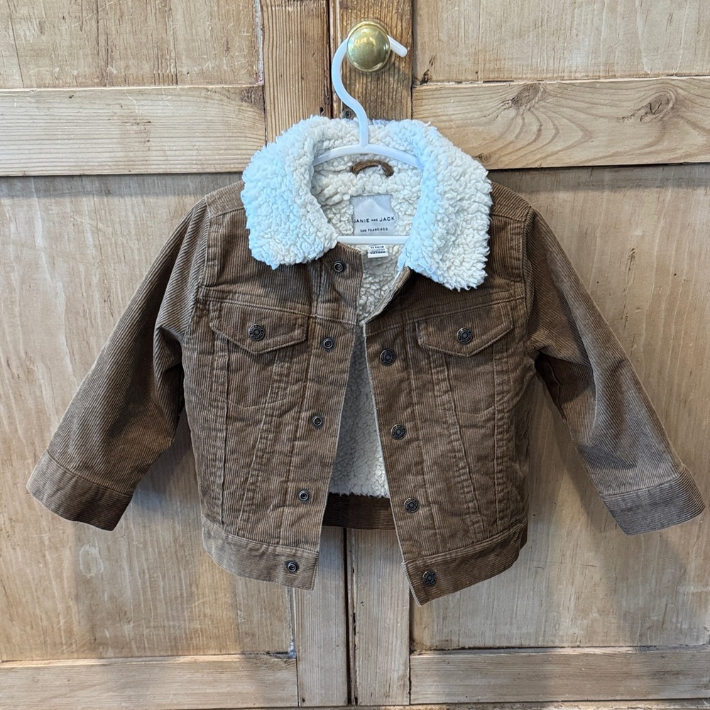 Janie and Jack Brown Corduroy Kids Jacket with Sherpa Lining